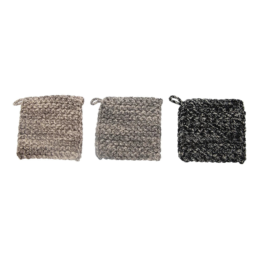 Melange Cotton Crocheted Pot Holder | Neutral