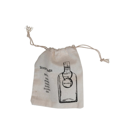 Metal Bottle Tag w/ Leather Tie, Set of 6 in Printed Drawstring Bag
