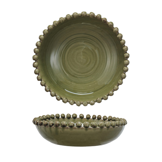 Decorative Handmade Terra-cotta Bowl w/ Hobnail Edge | PICK UP ONLY