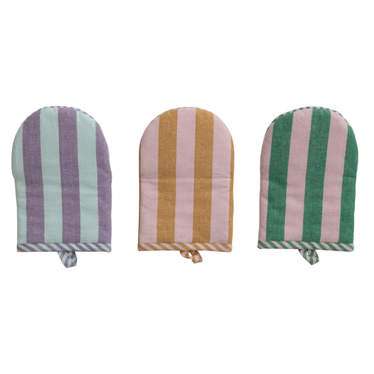 Woven Cotton Striped Oven Mitt