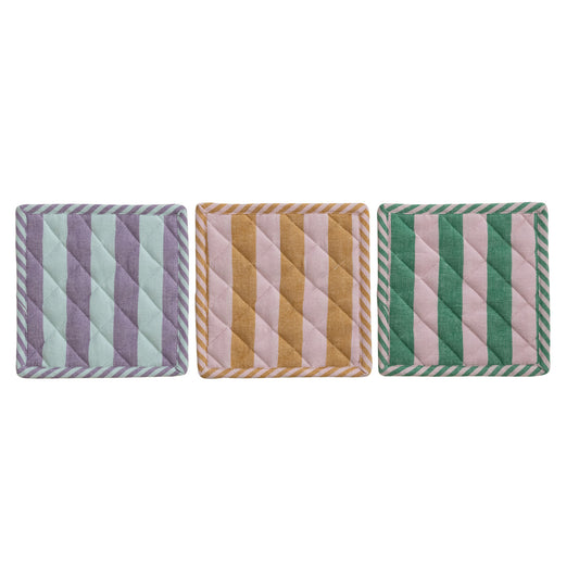 Woven Cotton Striped Pot Holder