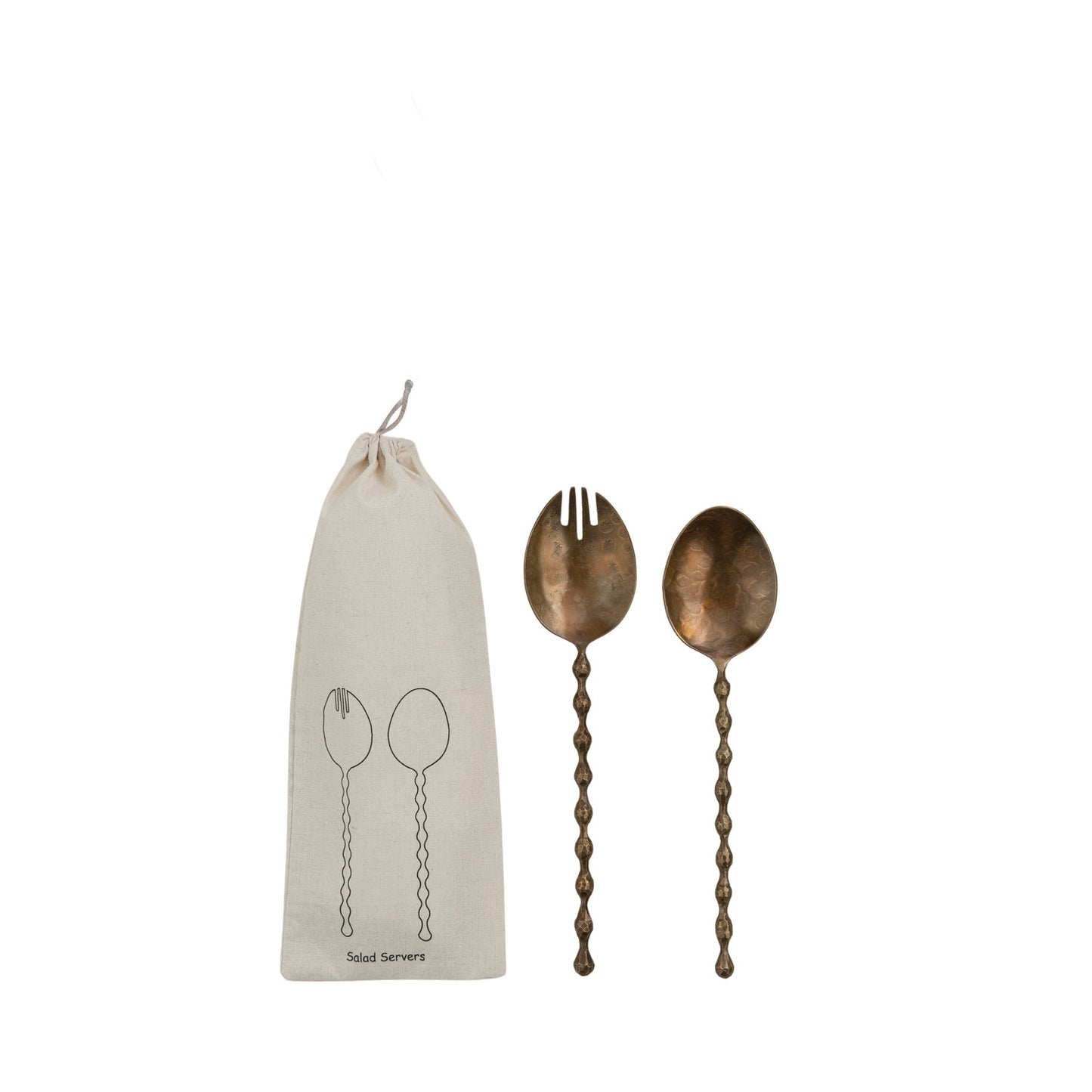 Stainless Steel Salad Servers with Turned Handles, Set of 2 in Bag