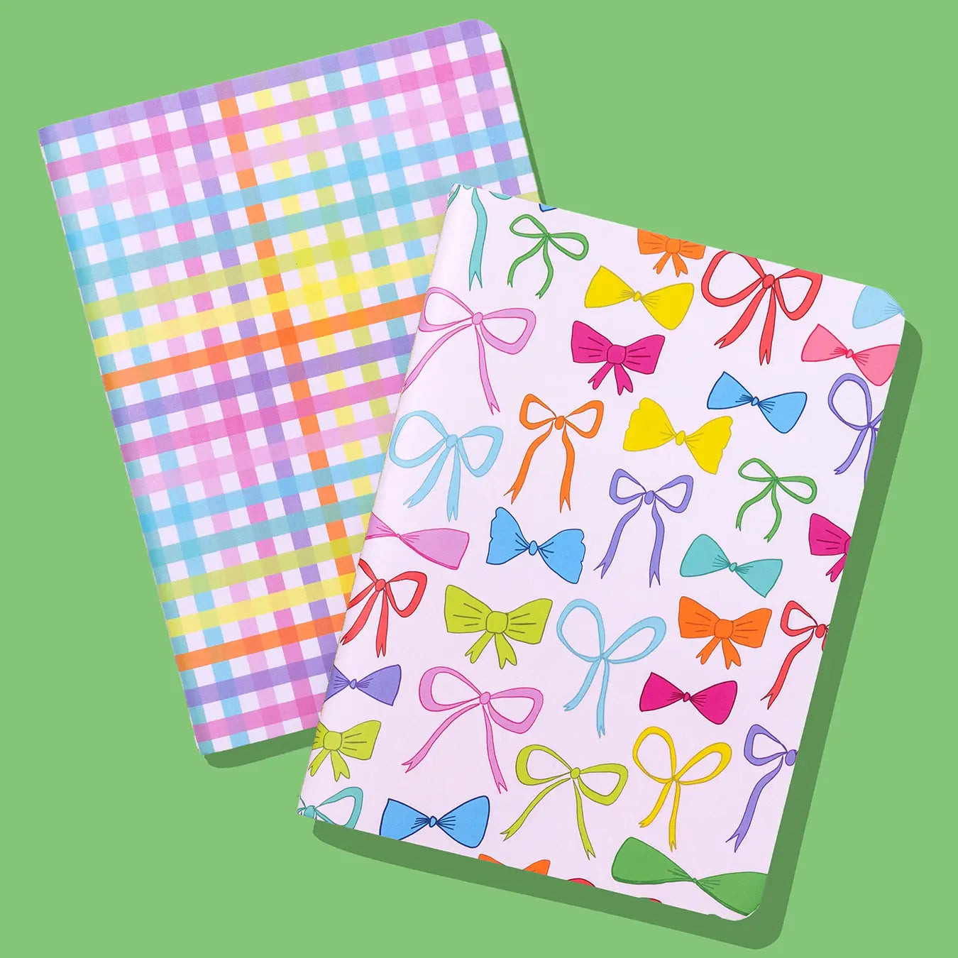 Notebook Set - Colorful Bows + Colorful Gingham - 2 Pc Set