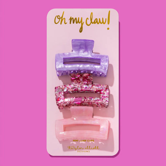 Claw Hair Clip Trio - Pink Confetti / Purple / Pastel Pink