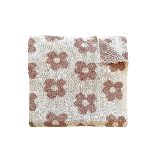 Knitted Baby Blanket | Mocha Daisy