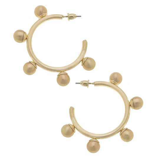 Allison Studded Metal Hoop Earrings | Gold