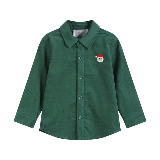Green Corduroy Santa Dress Shirt