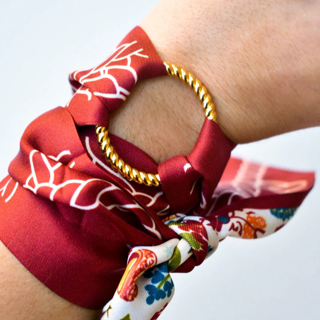 Golden Twist Skinny Scarf Ring