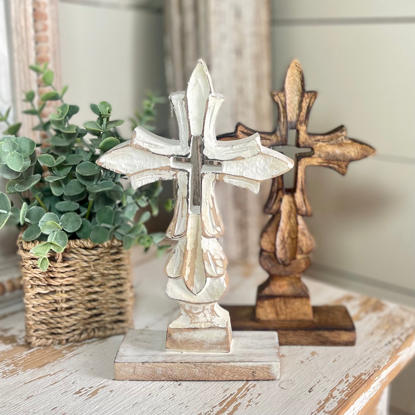 Wooden Cross Shelf Sitter