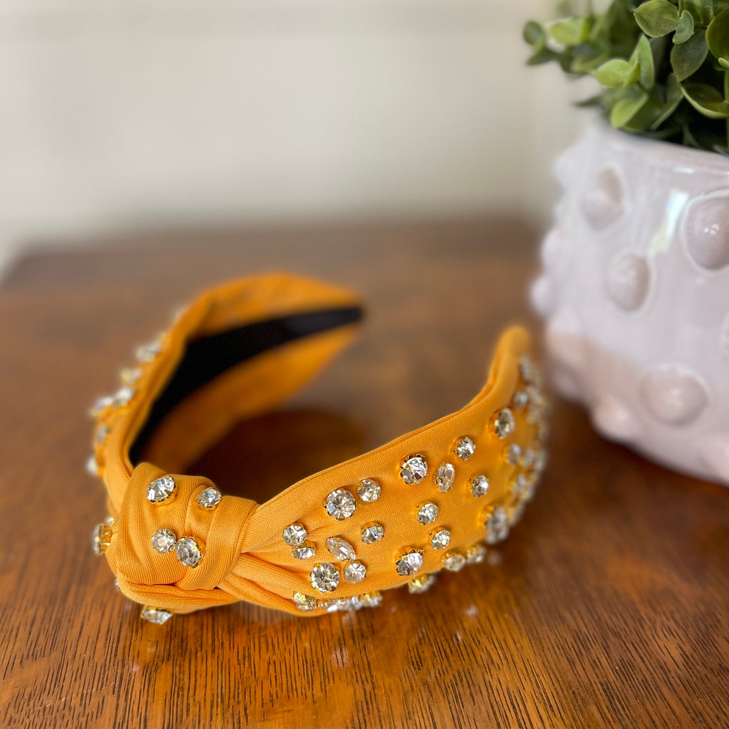 Rhinestone Knot Headband | Mustard