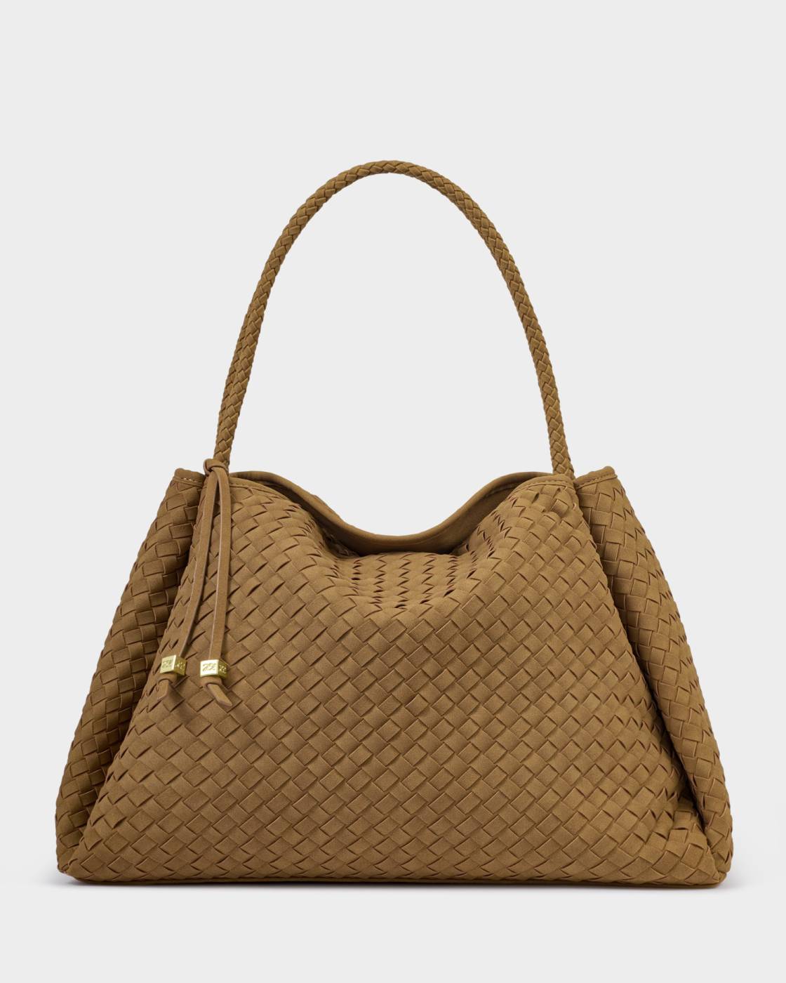 Nova Hand Woven Suedette Large Shoulder Bag l Caramel
