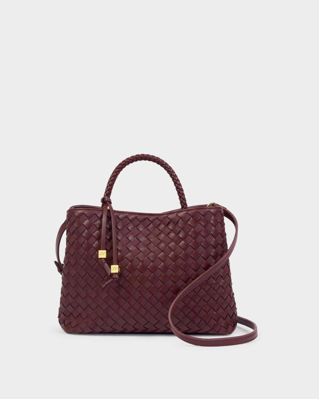 Nova Hand Woven Top Handle Bag l Cherry