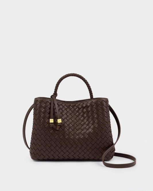 Nova Hand Woven Top Handle Bag l Chocolate