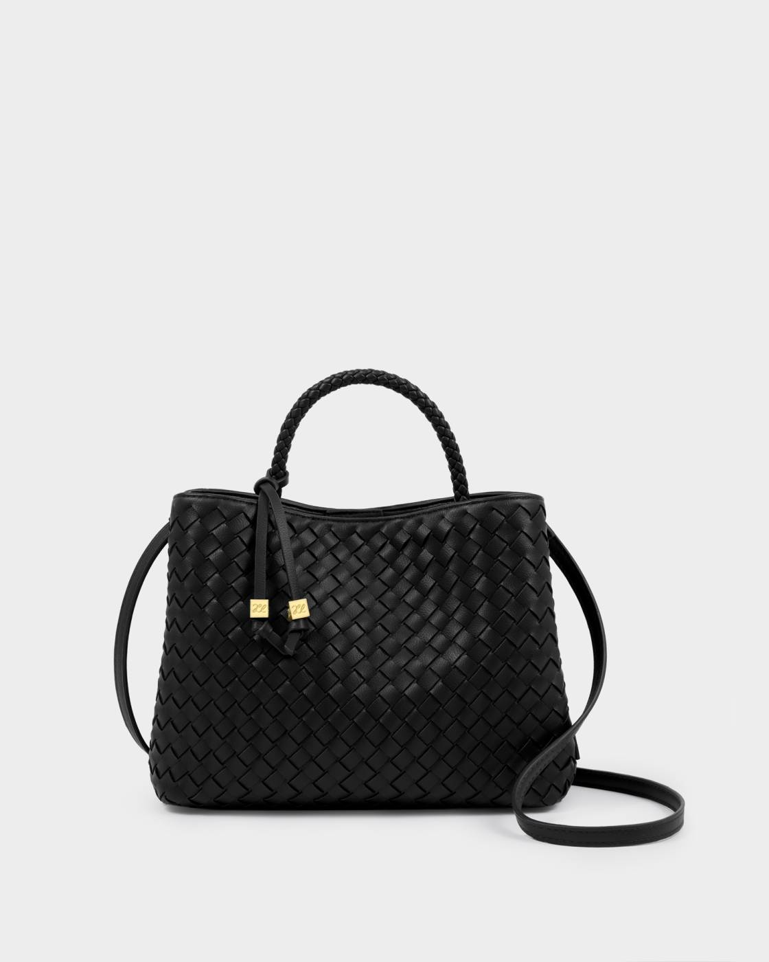 Nova Hand Woven Top Handle Bag l Black