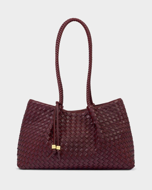 Nova Hand Woven Small Shoulder Tote l Cherry