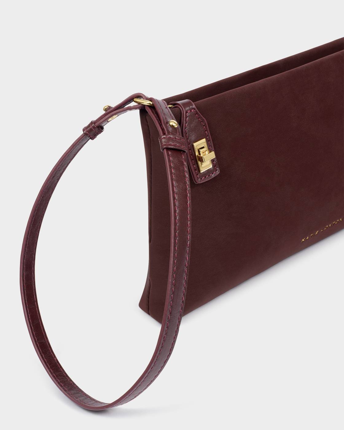Orin Twist Lock Suedette Small Shoulder Bag l Cherry