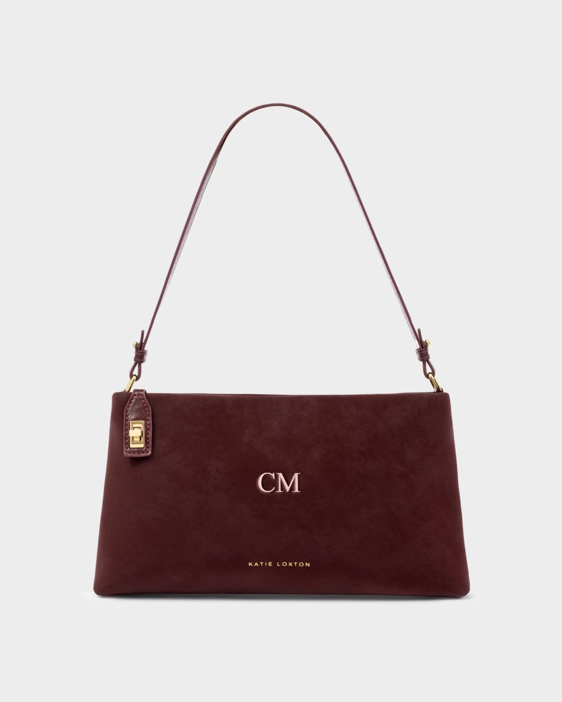 Orin Twist Lock Suedette Small Shoulder Bag l Cherry