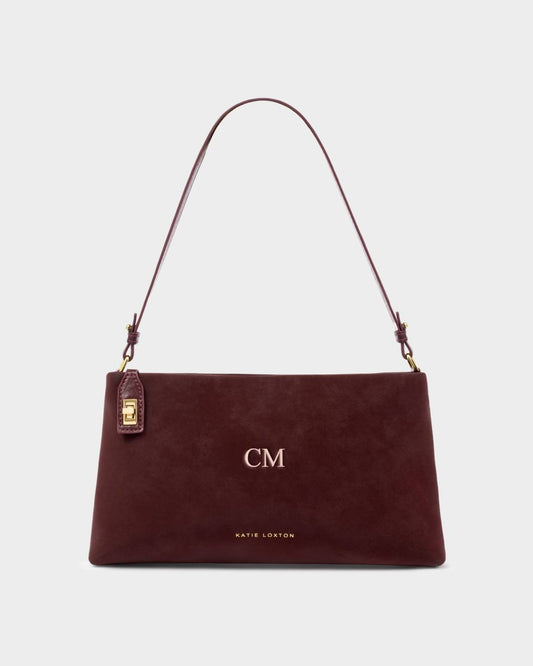 Orin Twist Lock Suedette Small Shoulder Bag l Cherry