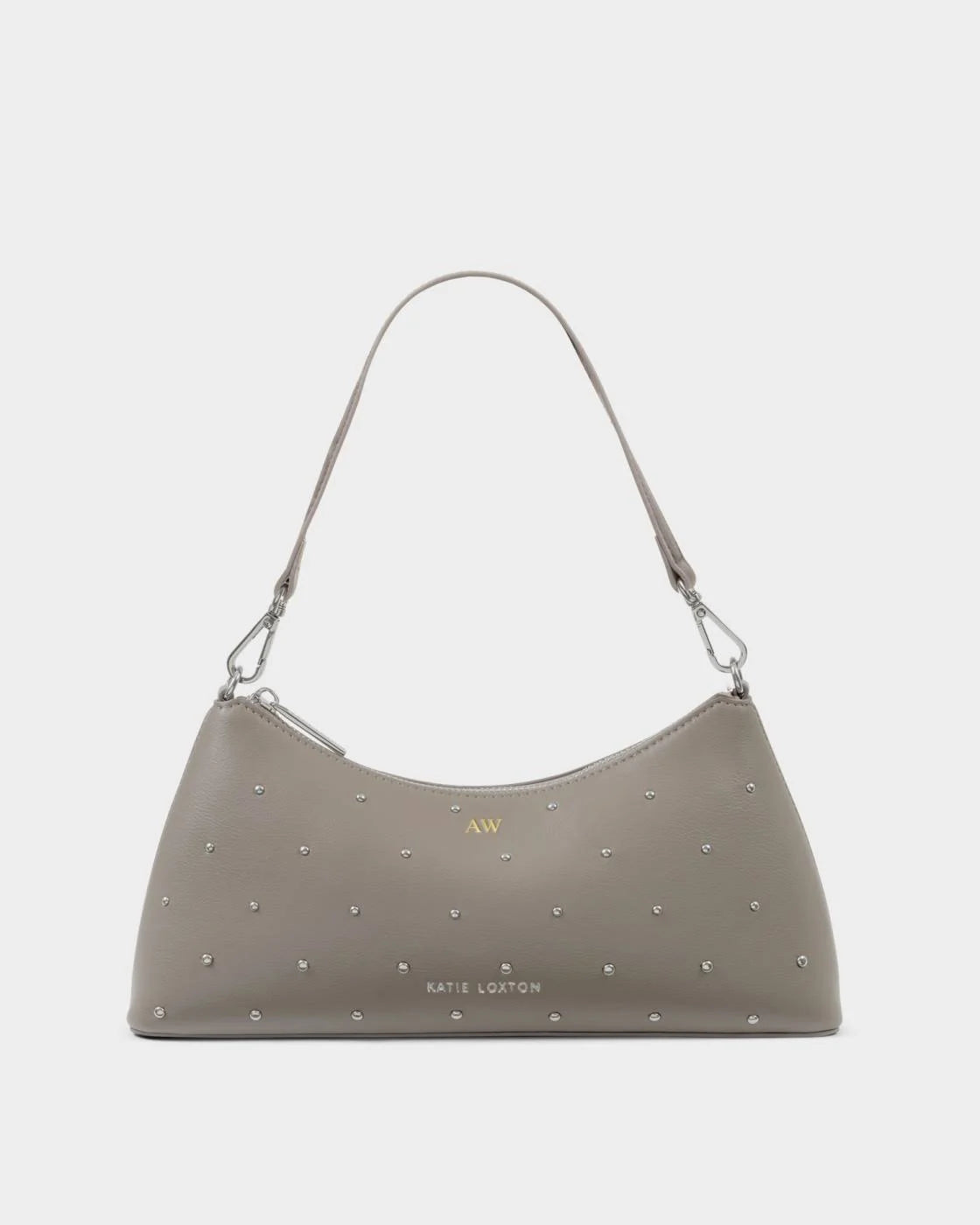 Miley Studded Small Shoulder Bag l Silver Mink