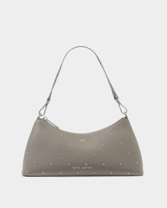 Miley Studded Small Shoulder Bag l Silver Mink