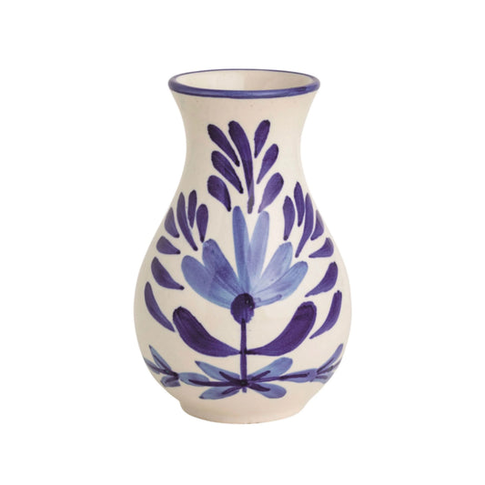 Medium Blue Floral Bud Vase
