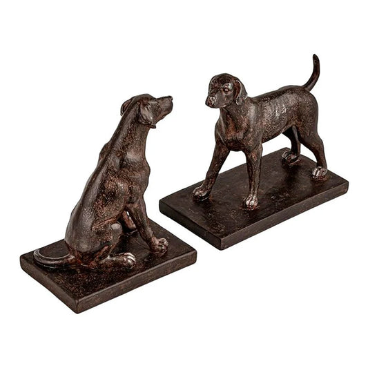 Pair of Rustic Cast Resin Dog Bookends