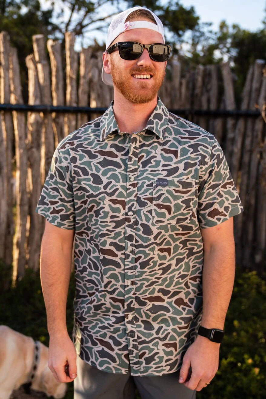 Performance Button Up | Retro Duck Camo