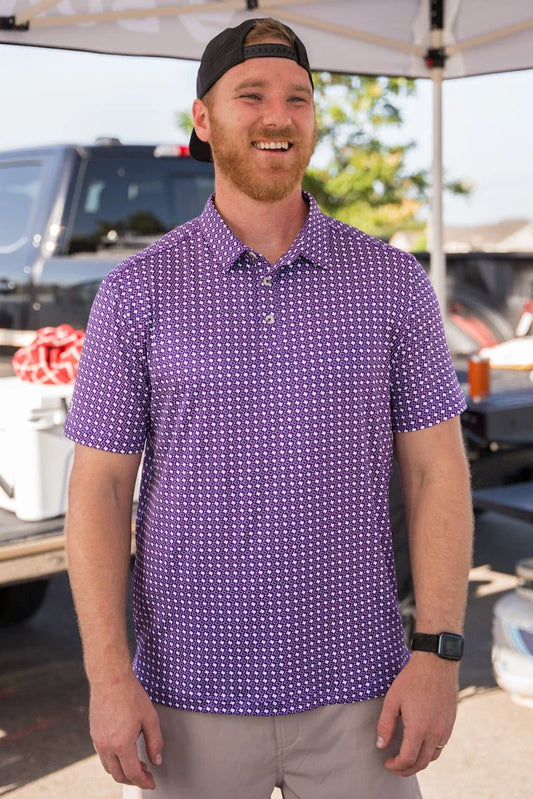 Performance Polo - Texas Purple & White