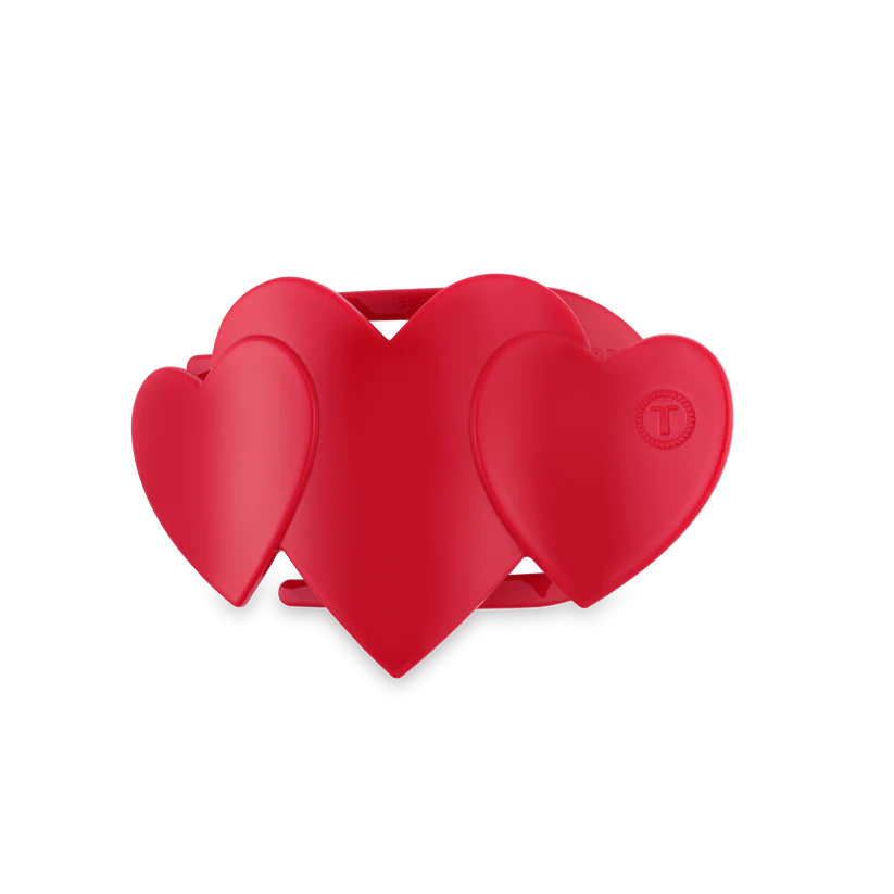 Red Heart to Heart Small Flat Hair Clip