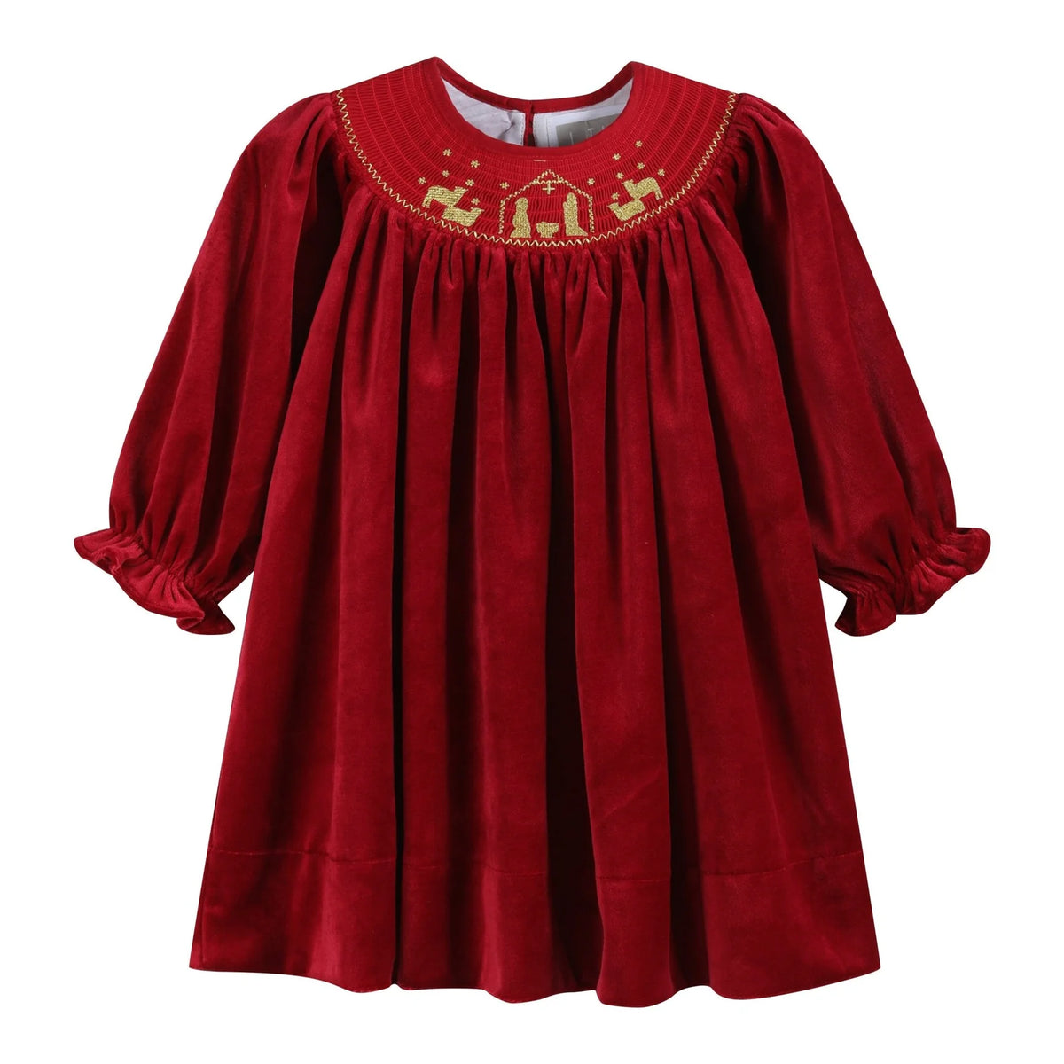 christmas nativity smocked dress Red Velour – Piper Jo & Co KIDS SIZE:4T | *OCTOBER 1-10 SHIPPING DATE*