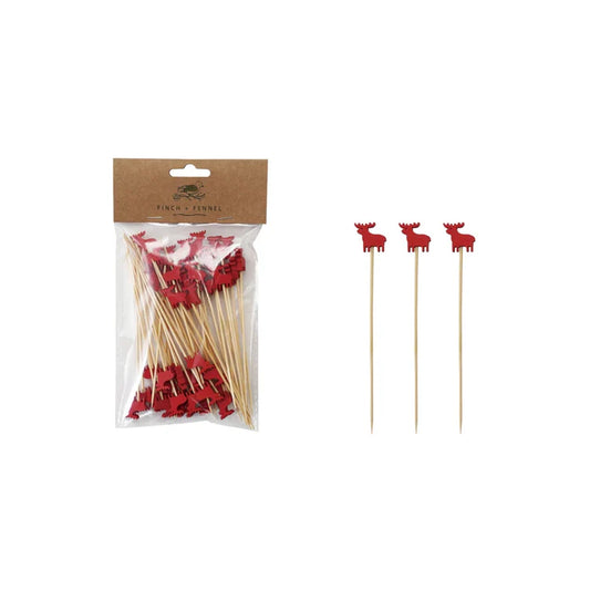 Bamboo Skewers with Moose-Shaped Handles, Set of 50