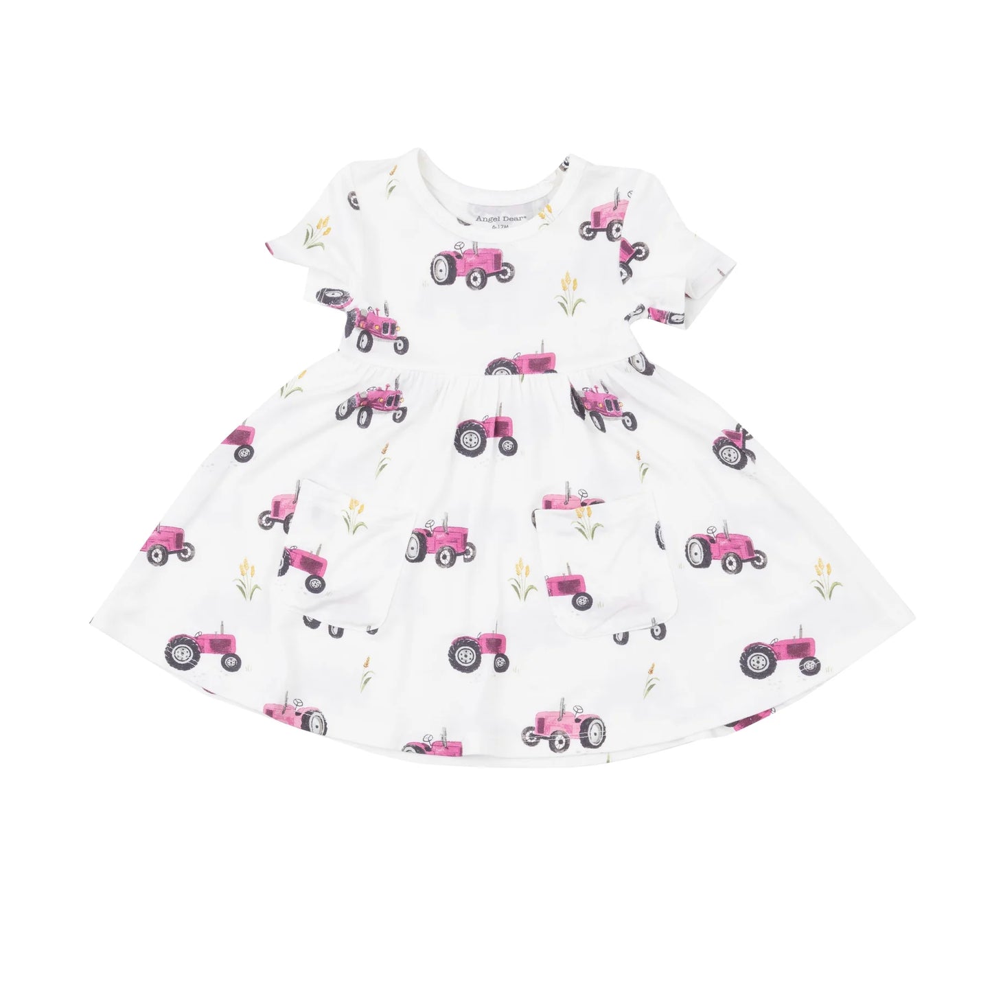 Pink Tractors Twirly Dress