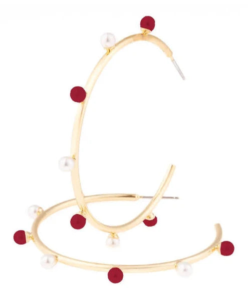 Harlow Earrings | Maroon & White