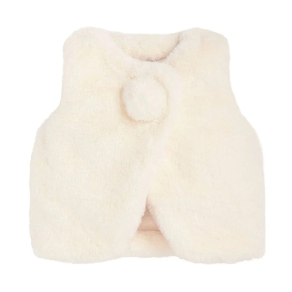 Snap Front Fur Vest | Ivory