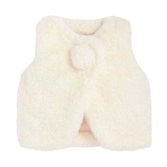 Snap Front Fur Vest | Ivory