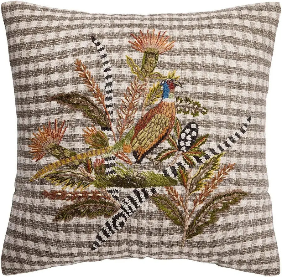 Harvest Pheasant Embroidered Pillow