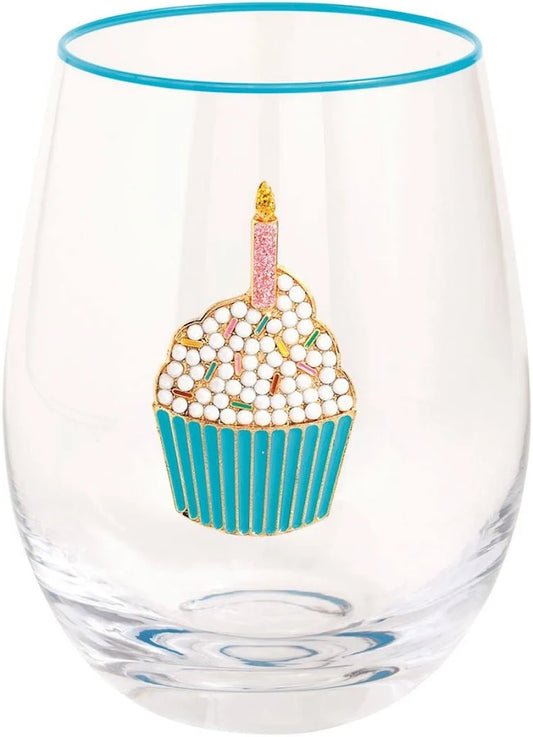 Beaded Cupcake Wine Glass