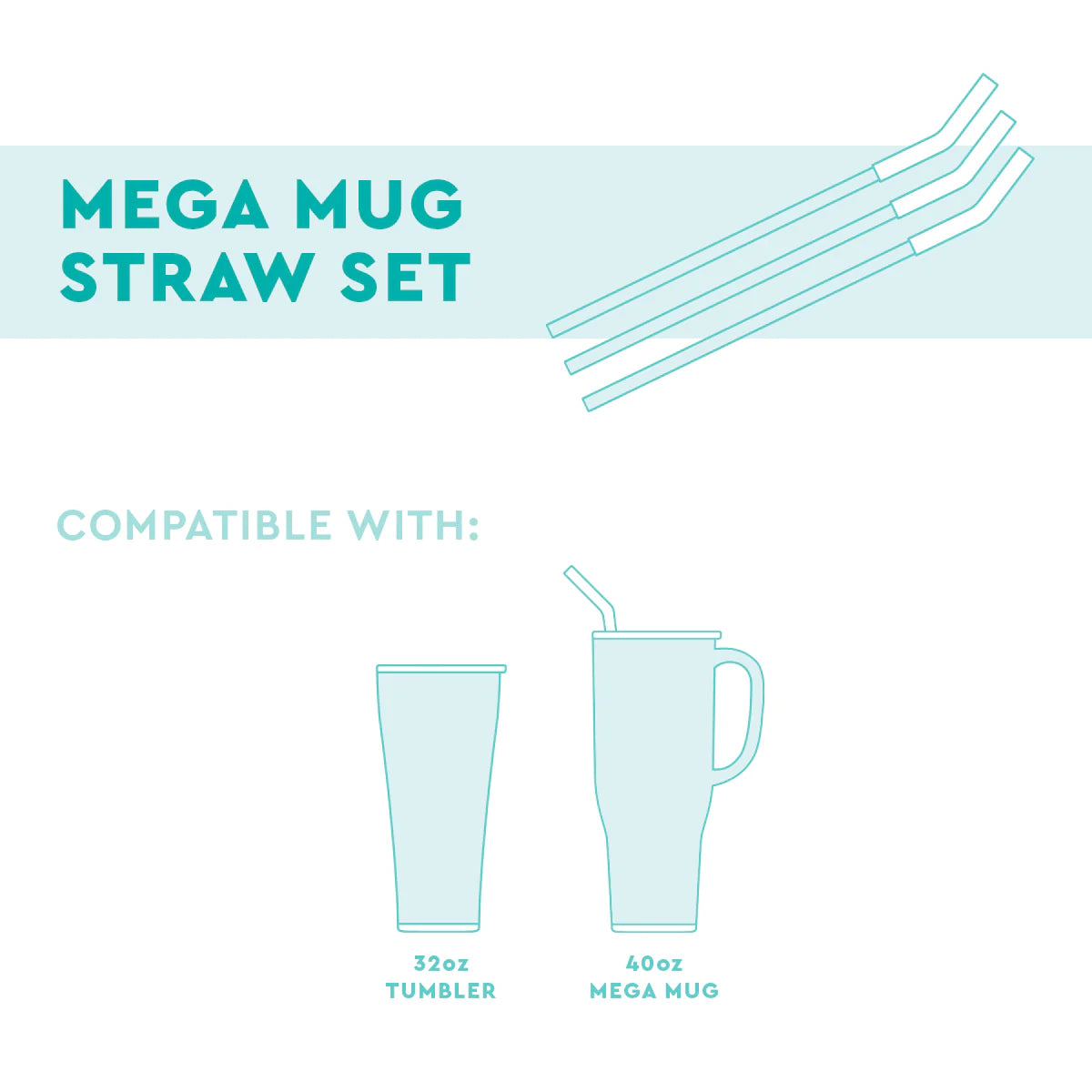 Mint/Green/Red Reusable Straw Set