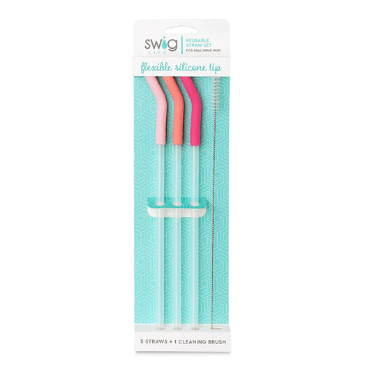 Blush/Coral/Hot Pink Reusable Straw Set (40oz Mega Mug)