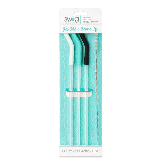 Mega Mug Straws | White/Aqua/Black