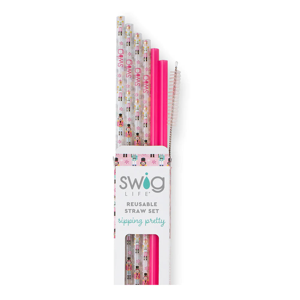 Nutcracker + Hot Pink Reusable Straw Set