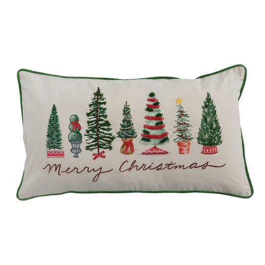 32" Merry Christmas with Trees Lumbar Pillow Regular price