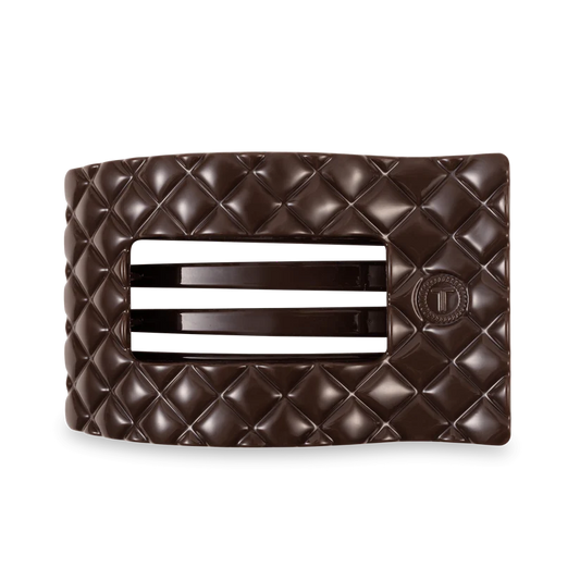 Truly Taupe Quilted Large Flat Rectangle Hair Clip