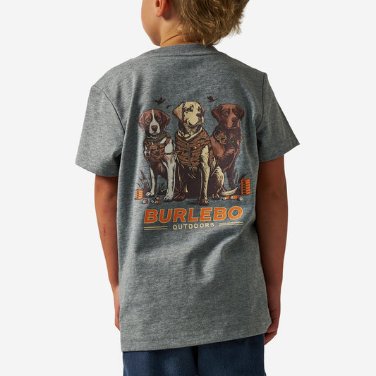 Youth Short Sleeve Tee | Camo Duck Dogs | Dark Heather Grey