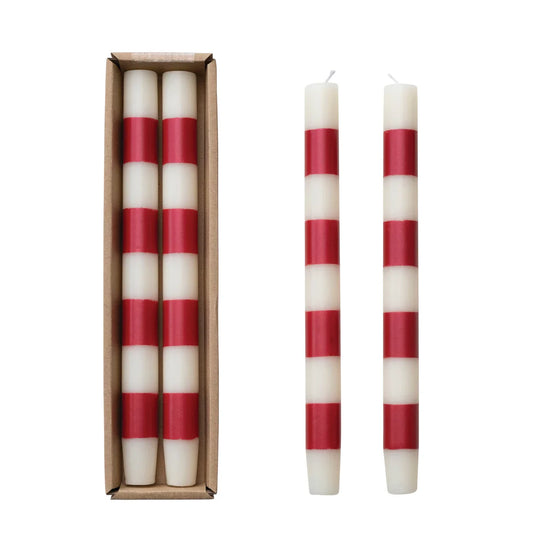 2-Pack Ivory & Red Stripe Candles