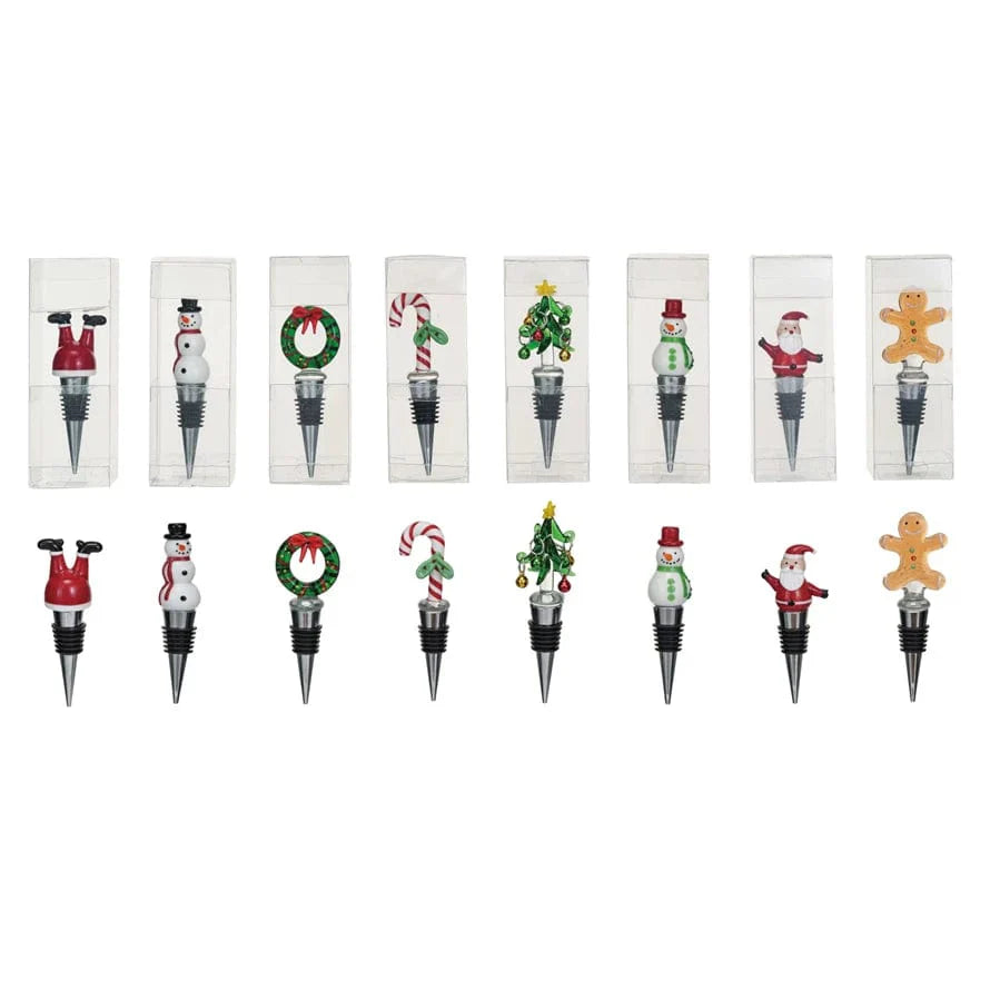 Zinc Alloy Bottle Stopper with Glass Holiday Icon