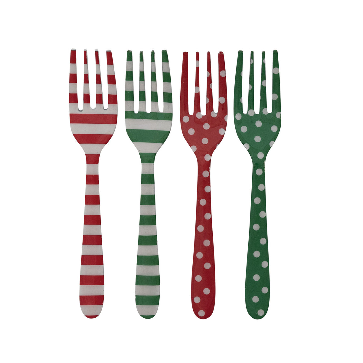 Enameled Stainless Steel Fork with Dots/Stripes Pattern