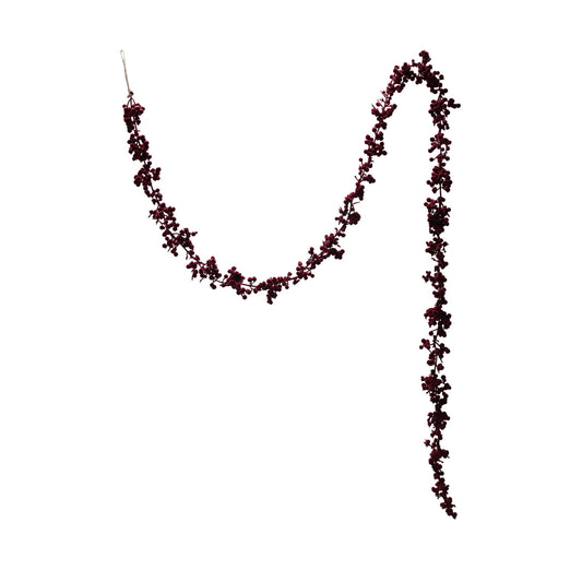 72"L x 5-1/4"H Flocked Foam Ball Garland, Burgundy Color