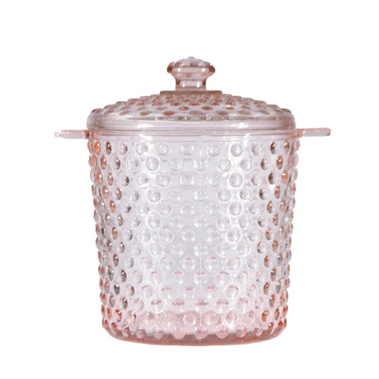 Pink Glass Hobnail Ice Bucket