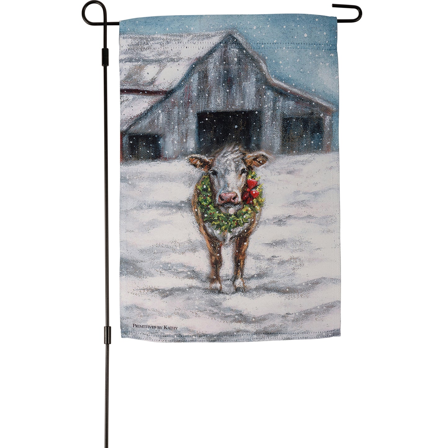 Garden Flag | Cow with Wreath